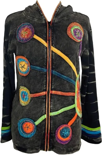 Vista 12 de Agan Traders Chaquetas bohemias con cremallera para mujer, con parches de teñido anudado, sudaderas ligeras con capucha para mujer 2025