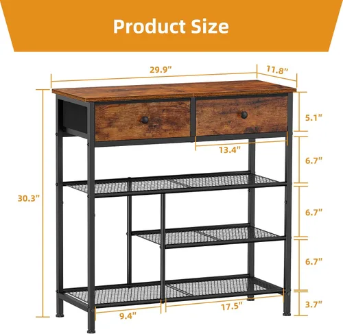 Vista 3 de Snughome Zapatero para entrada, organizador de zapatos de 4 niveles con 2 cajones no tejidos, estantes de almacenamiento de zapatos con parte