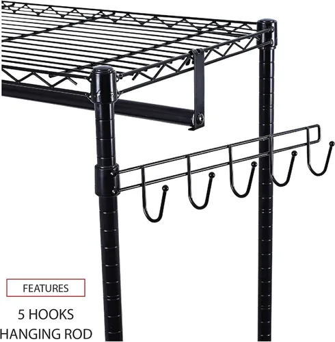 Vista 4 de Alera Estante de la ropa de la estantería del alambre, 30 prendas, 36W X 18D X 75H, negro