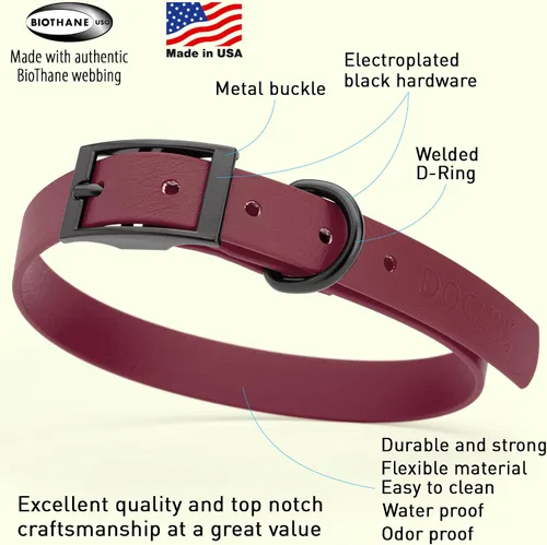 Vista 350 de Dogline Biothane - Collar impermeable para perro con hebilla de liberación rápida, resistente cincha de nailon recubierta con resistente y a prueba