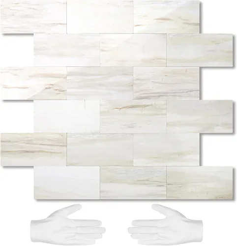 Vista 25 de STICKGOO 1/3 lámina de azulejos para despegar y pegar Subway, azulejos de cocina sin costuras de diseño pulido en rosa-beige eurásico