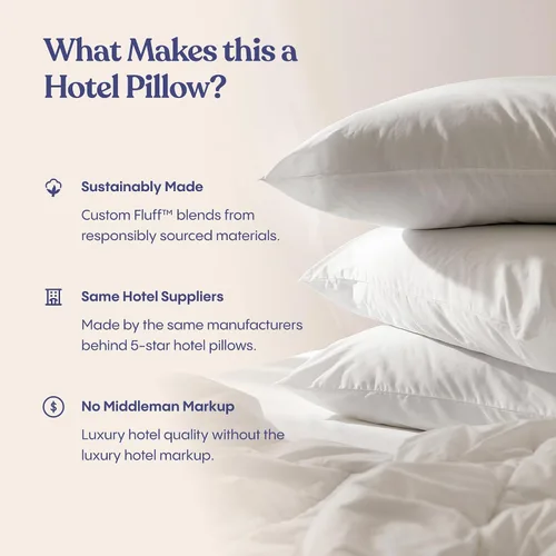 Vista 11 de FluffCo Juego de 2 almohadas alternativas de plumón tamaño King, almohadas de cama King para dormir, fabricadas en Estados Unidos, superficie