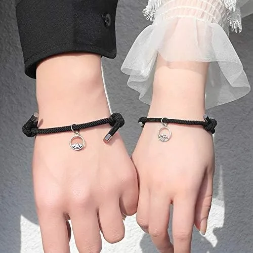 Vista 4 de Long tiantian 24 pulseras magnéticas para parejas, atracción mutua, amistad, cuerda a juego, regalos para él y sus mejores amigos, Cuerda trenzada