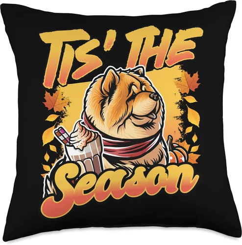 Vista 4 de BCC Chow Chow Shirts & Asian Dog Lover Gifts Chow Dog Scarf Pumpkin Happy Thanksgiving Throw Pillow, 16x16, Multicolor