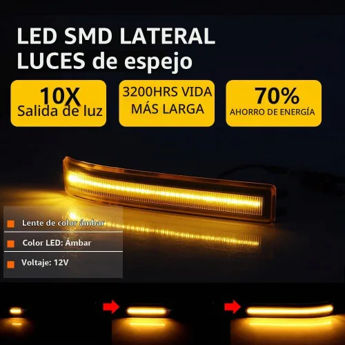 Vista 3 de Para 2009 2010 2011 2012 2013 2014 Ford F150 y 2010-14 SVT Raptor Luces de Señal Intermitente de Espejo Lateral Secuencial LED Lentes Ámbar