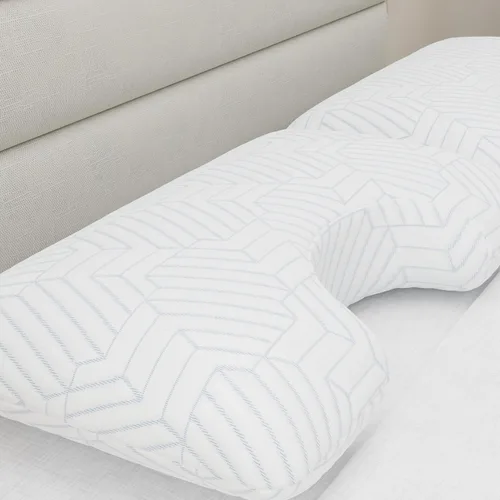 Vista 6 de Almohada cervical de espuma viscoelástica para aliviar el dolor de cuello, almohada refrescante de apoyo para el cuello con curva ergonómica, funda