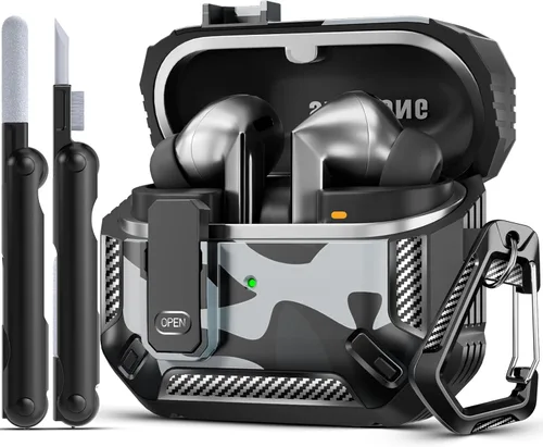Vista 13 de Lock Fit Diseñado para Samsung Galaxy Buds3 FE (2025) / Buds3 Pro (2024) / Funda Buds 3 (2024), con kit de limpieza Cuerpo completo Resistente a