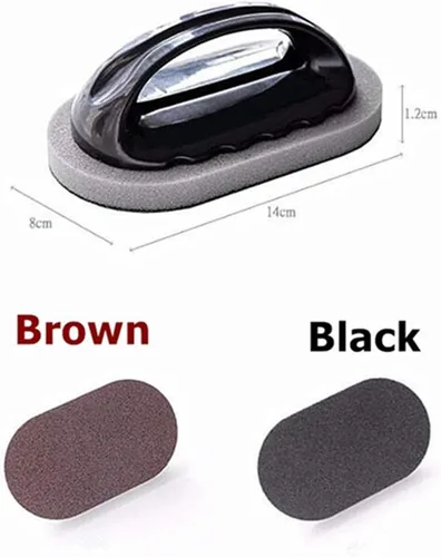 Vista 7 de 1 Pcs Emery Sponge Brush Eraser Cleaner Rust Cleaning Tool Kitchen Tool Sink Pot Bowl Scrubber Handle Grip (Brown)