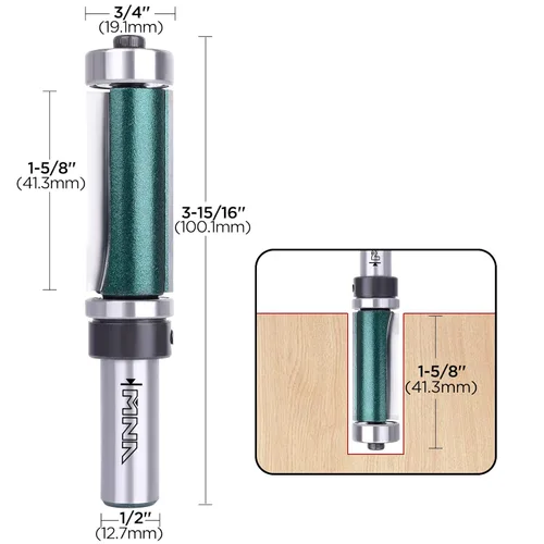 Vista 2 de MNA 3/4" (diámetro) Rodamiento superior e inferior Broca empotrada con vástago de 1/2" (50-509)
