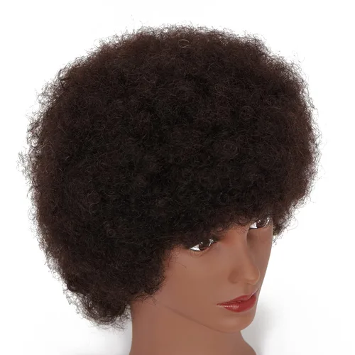 Vista 3 de Hairingrid Cabeza de Maniquí Afroamericana con 100% Cabello Humano Cosmetología Cabeza de Maniquí de Cabello Afro para Práctica de Peinado, Trenzado
