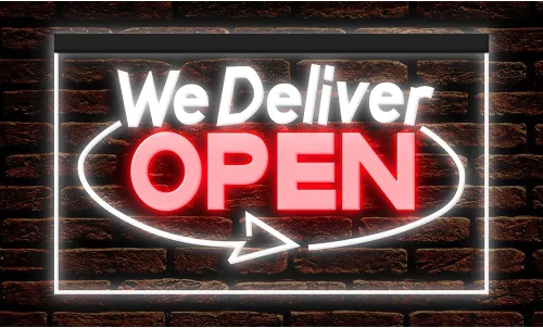 Vista 14 de 110020 We Deliver Open Services Cafe Fast food Shop Restaurant Display LED Light Neon Sign (12" X 8", 16 Colors By Remote)