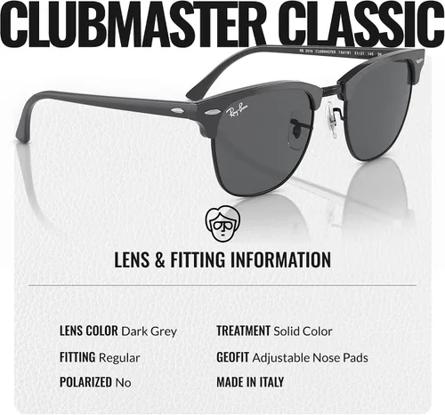 Vista 11 de Ray-Ban RB3016 CLUBMASTER CLASSIC - Gafas de sol de forma cuadrada con kit oficial de gafas