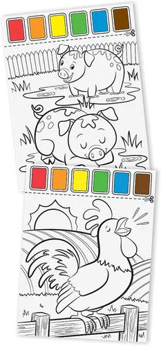 Vista 4 de Melissa & Doug Pintar con agua - Animales de granja, 20 páginas perforadas, paletas a prueba de derrames