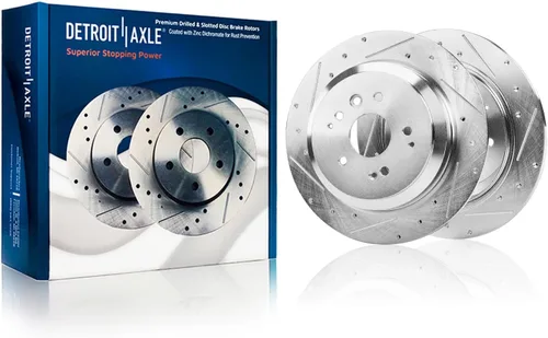 Vista 33 de Detroit Axle - Rotores perforados delanteros de 10.827 in + pinza de freno lateral del pasajero de repuesto para Toyota RAV4 Prius V Lexus HS250H