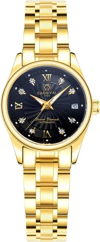 Vista 9 de TEINTOP Carnaval - Reloj mecánico para parejas para hombres y mujeres, para él o ella, juego de 2 (todo dorado negro), Todo oro negro, Mecánico