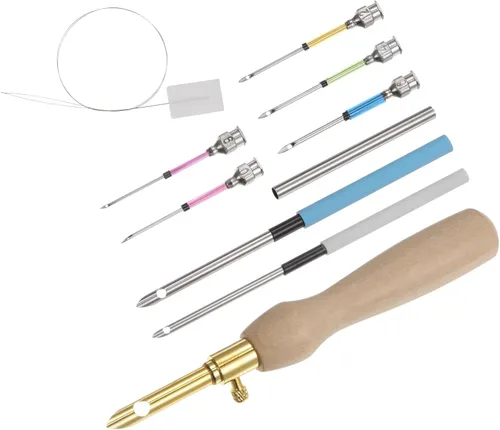 Vista 3 de HARFINGTON Kit de agujas perforadoras ajustables, 8 tamaños, aguja perforadora con aguja de bordado ajustable, herramientas de tejido para hilo