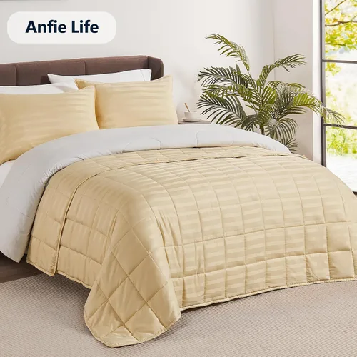 Vista 5 de anfie - Manta con peso para niños (40 x 60 pulgadas, 10 libras), ultrasuave y acogedora, refrescante, lavable a máquina, beige