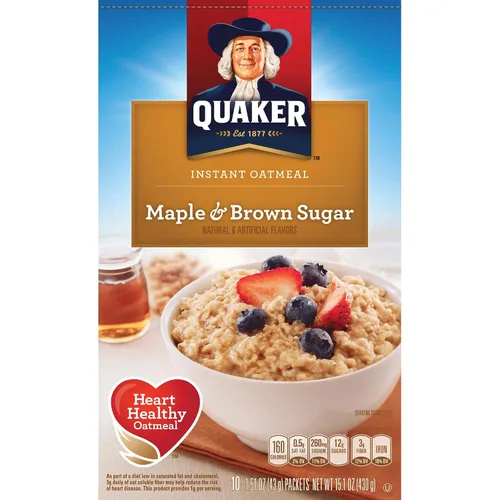 Vista 33 de Quaker Avena instantánea, proteína de azúcar morena de arce, 0.35 onzas de proteína, 12.6 onzas, paquete de 6