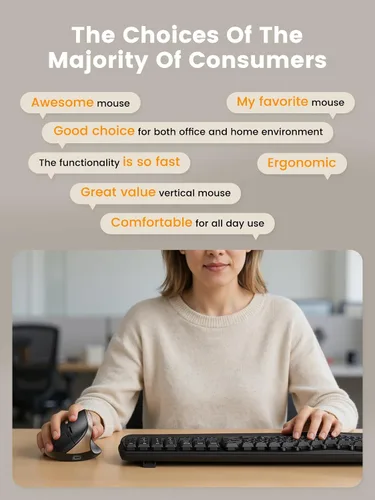 Vista 9 de SABLUTE MAM3 - Ratón ergonómico, mouse Bluetooth para manos pequeñas/medianas, conectividad de doble dispositivo para computadora/portátil, mouse