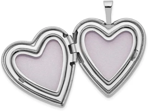 Vista 4 de FB Jewels Medallón de corazón de diamantes en oro blanco sólido de 14 quilates y 0.787 in, Diamante