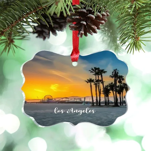 Vista 20 de Florida USA - Adornos de Navidad acrílicos de Miami, paisaje urbano, decoraciones de Navidad para árbol de viaje, recuerdo, adornos de Navidad