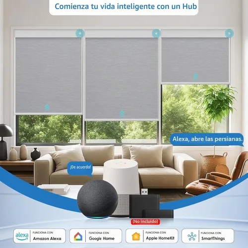 Vista 8 de Persianas motorizadas inteligentes con control remoto, persianas enrollables automáticas sin cables sin taladro, persianas eléctricas opacas