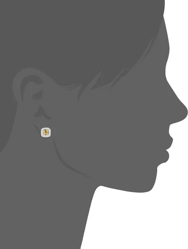 Vista 2 de Tienda Essentials Aretes de plata de ley con piedra natal de corte cojín y zafiro blanco creado (anteriormente colección Tienda)