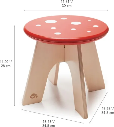 Vista 3 de Tender Leaf Toys - Toadstool - Adorable taburete colorido de madera maciza para niños a partir de 3 años