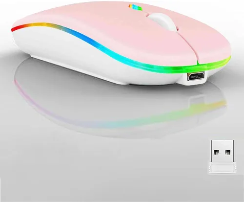 Vista 13 de Paquete de 10 ratones inalámbricos Bluetooth, LED de doble modo recargable, silencioso y delgado, portátil (receptor BT5.2+USB), mouse
