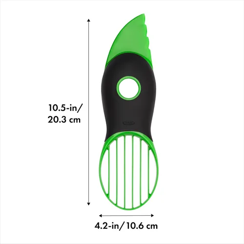 Vista 6 de OXO Good Grips - Picadora de verduras y cebollas con apertura de vertido fácil y rebanadora de aguacates Good Grips 3 en 1, color verde