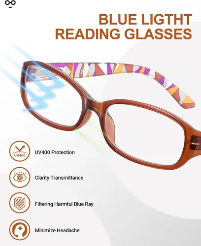 Vista 2 de JOLISU 5-Pack Reading Glasses for Small Face, Geometric Lightweight Reader for Women, Blue Light Protection, Flexible Spring Hinges, Sturdy and