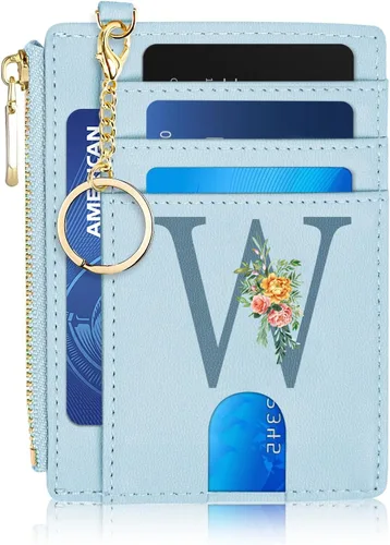 Vista 45 de Tarjetero para mujer minimalista y delgado con bolsillo frontal, bloqueo RFID, cartera compacta con ventana para identificación y bolsillo