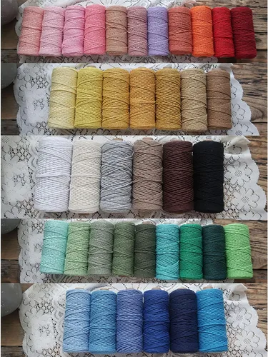 Vista 4 de Cordón de macramé de 0.079 pulgadas x 220 yardas, color caramelo, cuerda de macramé de algodón natural, 4 hebras trenzadas para colgar en la pared