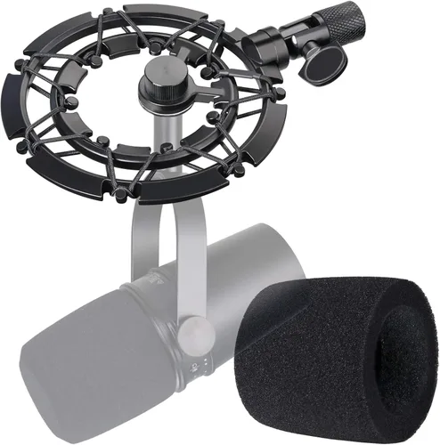 Vista 10 de YOUSHARES Soporte de micrófono MV7 mejorado con parabrisas - Brazo resistente compatible con micrófono Shure MV7 y MV7X, soporte de brazo con filtro
