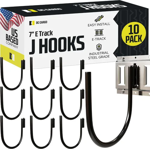 Vista 12 de DC Cargo - Ganchos J de pista E (5,08 cm - Paquete de 4) - Accesorios verticales de pista E - Ganchos para colgar para su sistema de riel de pista E