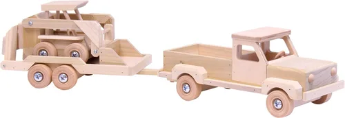 Vista 5 de Camión de madera y remolque plano con juego de skidloader