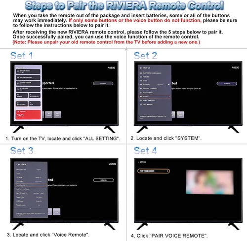 Vista 3 de RIVIERA Vizio - Control remoto por voz para todos los televisores inteligentes VIZIO compatibles con D, E, M, P, V, serie PX con micrófono, sin