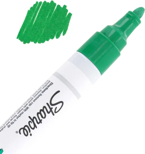 Vista 3 de Sharpie Marcador de pintura a base de aceite, punta media, tinta verde, paquete de 3