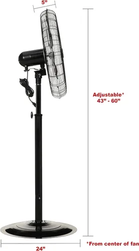 Vista 5 de TPI Corporation CACU-24-P, ventilador de montaje en pedestal de alta velocidad de 24 pulgadas no oscilante para comercial e industrial, garaje