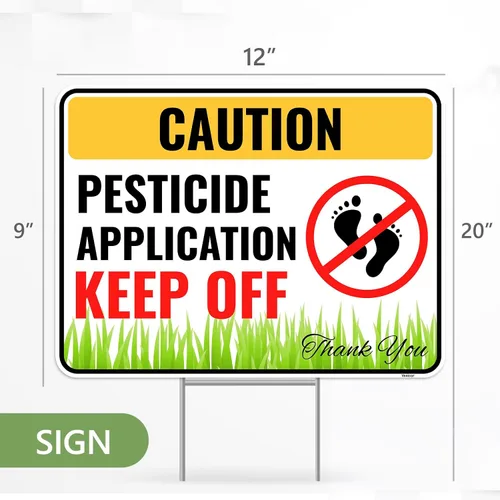Vista 3 de Venicor Cartel de pesticidas con estacas de metal, 12 x 9 pulgadas, plástico corrugado, banderas de pesticidas para césped, aplicación de pesticidas