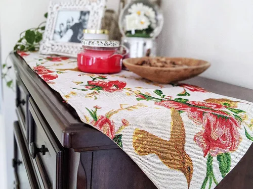 Vista 8 de Tache Home Fashion 6250TR - Camino de mesa festivo con diseño floral de Navidad con diseño floral rojo de pascua, 13 x 48 pulgadas