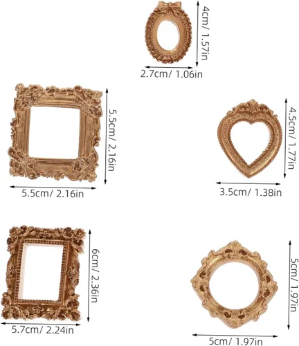 Vista 2 de Vintage Mini Resin Picture Frames Set, 10pcs Baroque Gold