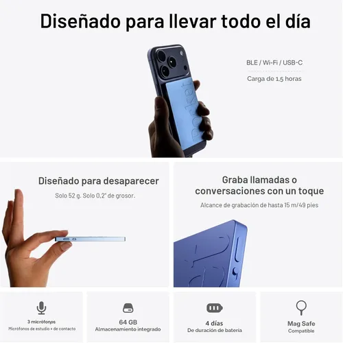Vista 4 de Pocket Grabadora de voz AI, transcripción automática, tomador de notas AI Sierra Azul