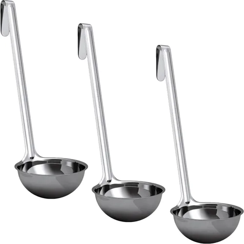 Vista 16 de Cucharón de sopa súper resistente y ergonómico de 1 onza, 1 paquete. Cucharones de acero inoxidable con asas largas. Los mejores accesorios