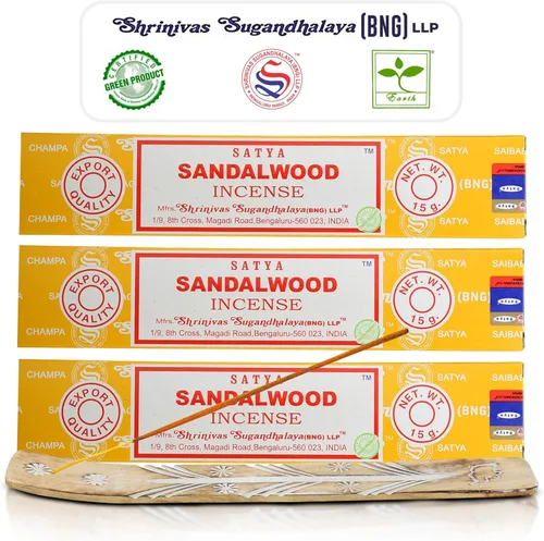 Vista 17 de Barras de incienso de canela Satya, inciensos Satya Bng (Bangalore) 15gx3 paquetes con paquete de soporte de incienso Raajsee, incienso natural