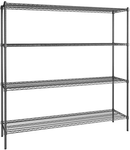 Vista 145 de Kit de 4 estantes de epoxi verde NSF de 21 x 72 pulgadas con postes de 86 pulgadas, estantería de almacenamiento resistente, kit de estantería
