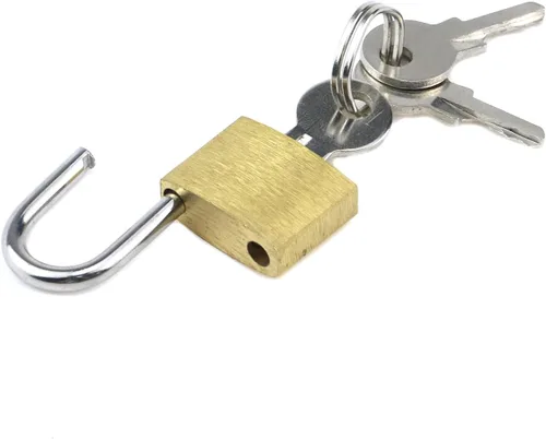 Vista 5 de MY MIRONEY 4 candados con llave, candado de latón macizo, pequeño candado de metal con llaves para equipaje, diario, casillero, joyero