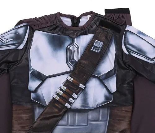 Vista 4 de Disfraz de Mandalorian para niños con máscara y capa, trajes de fiesta de Halloween Cosplay