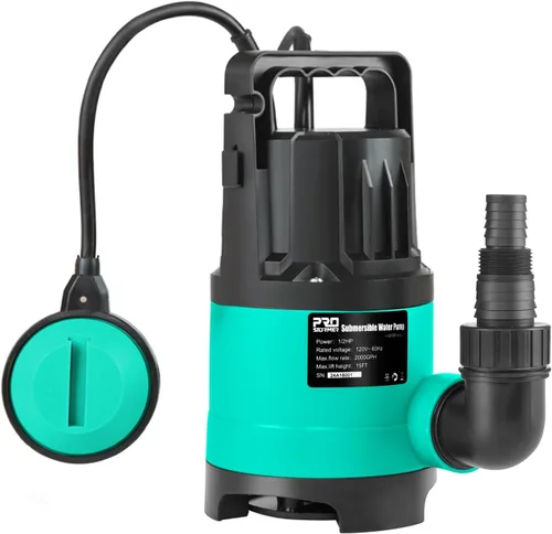 Vista 6 de Bomba de sumidero de 2000 GPH, bomba de agua sumergible Prostormer de 1/2 HP con interruptor de flotador automático, bomba de utilidad portátil