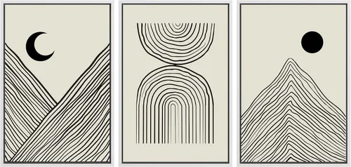 Vista 26 de SIGNLEADER Lienzo enmarcado para pared, juego de arte abstracto geométrico verde esmeralda, arte moderno geométrico zen de mediados de siglo